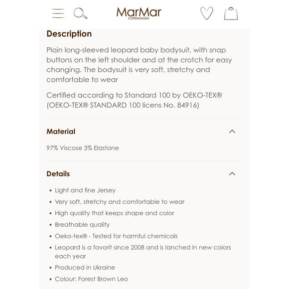 MarMar Copenhagen Bamboo Dusty Mauve Leopard Print Unisex Bodysuit Onesie 6m - Picture 8 of 8